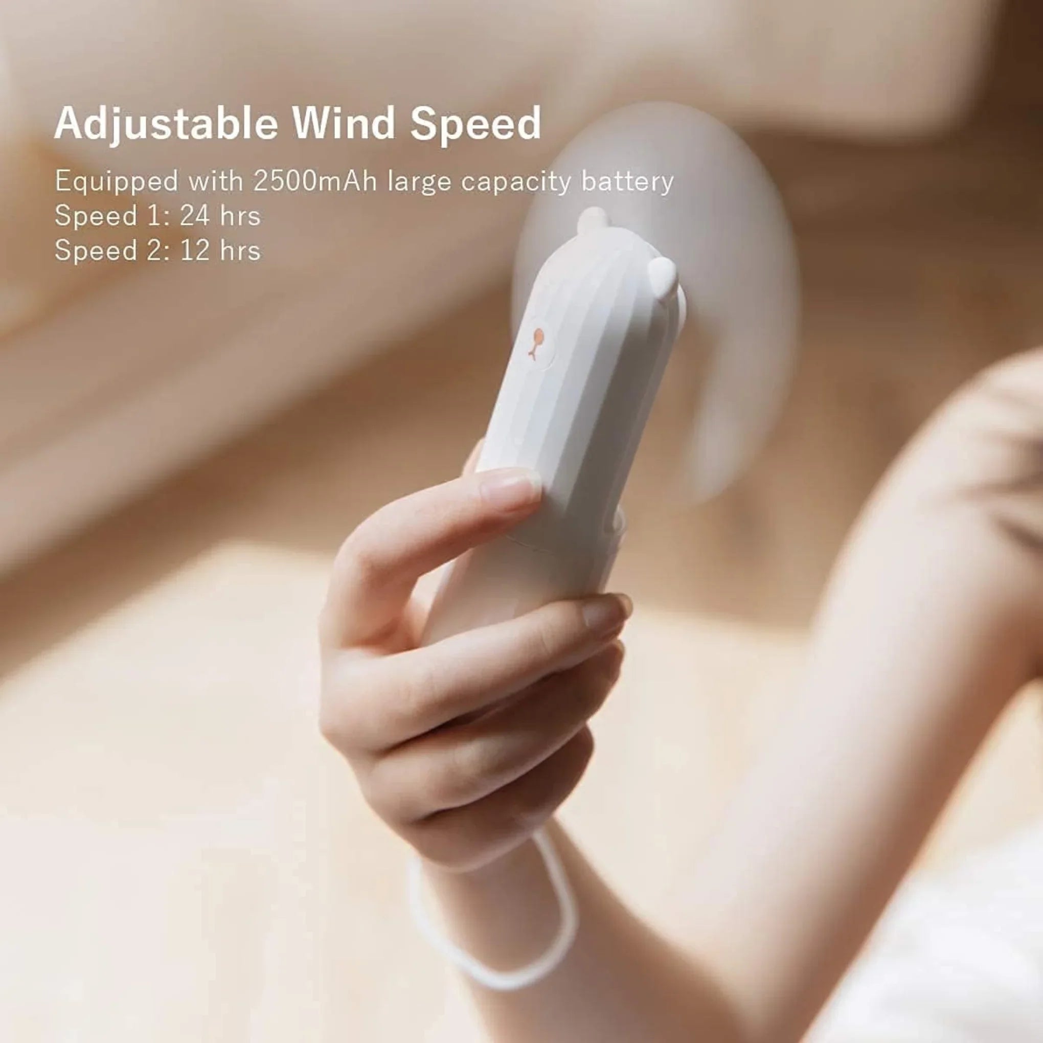 Rechargeable Hand Held Pocket Fan for Personal Cooling with Medium and High Fan Speeds and Optional Portable Power Bank-2